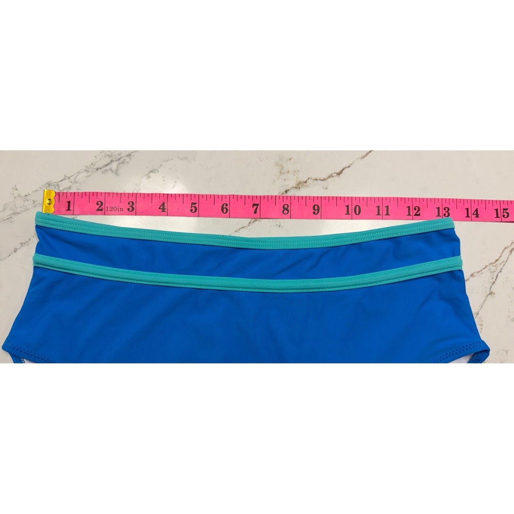 BMJL Women Blue Teal Colorblock High Waisted Bikini Set Sporty Two Piece NWT - Picture 3 of 10